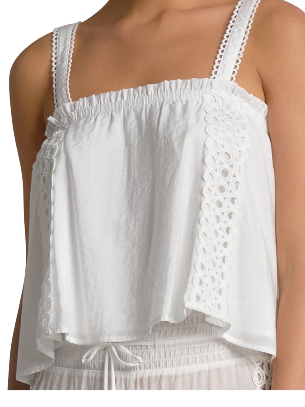 Elan white sleeveless crochet top